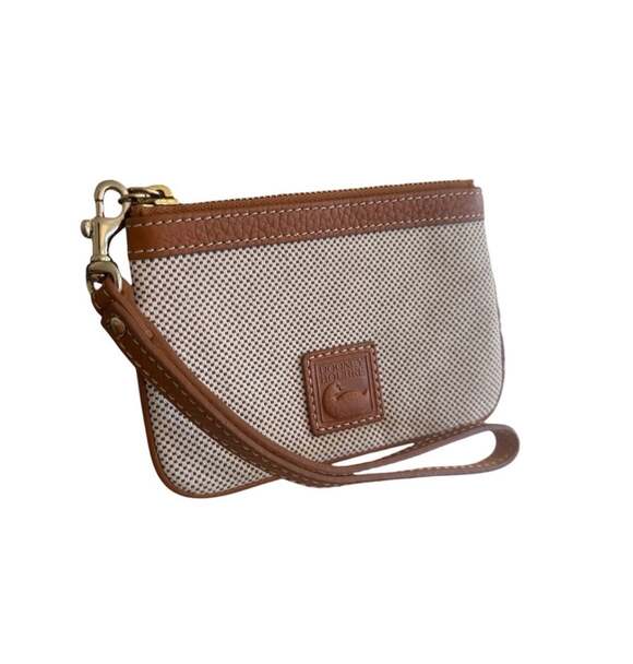 Dooney & Bourke Handbags - Dooney & Bourke Canvas and Leather Mini Wristlet Pouch